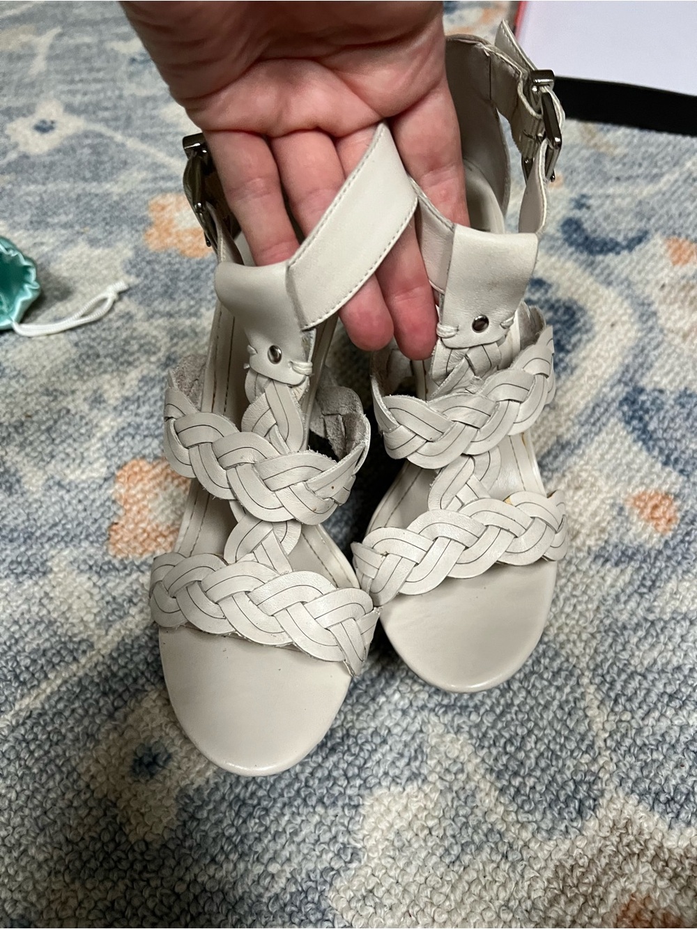 BCBGeneration Braided Ankle-Strap Sandals for Women - Cream